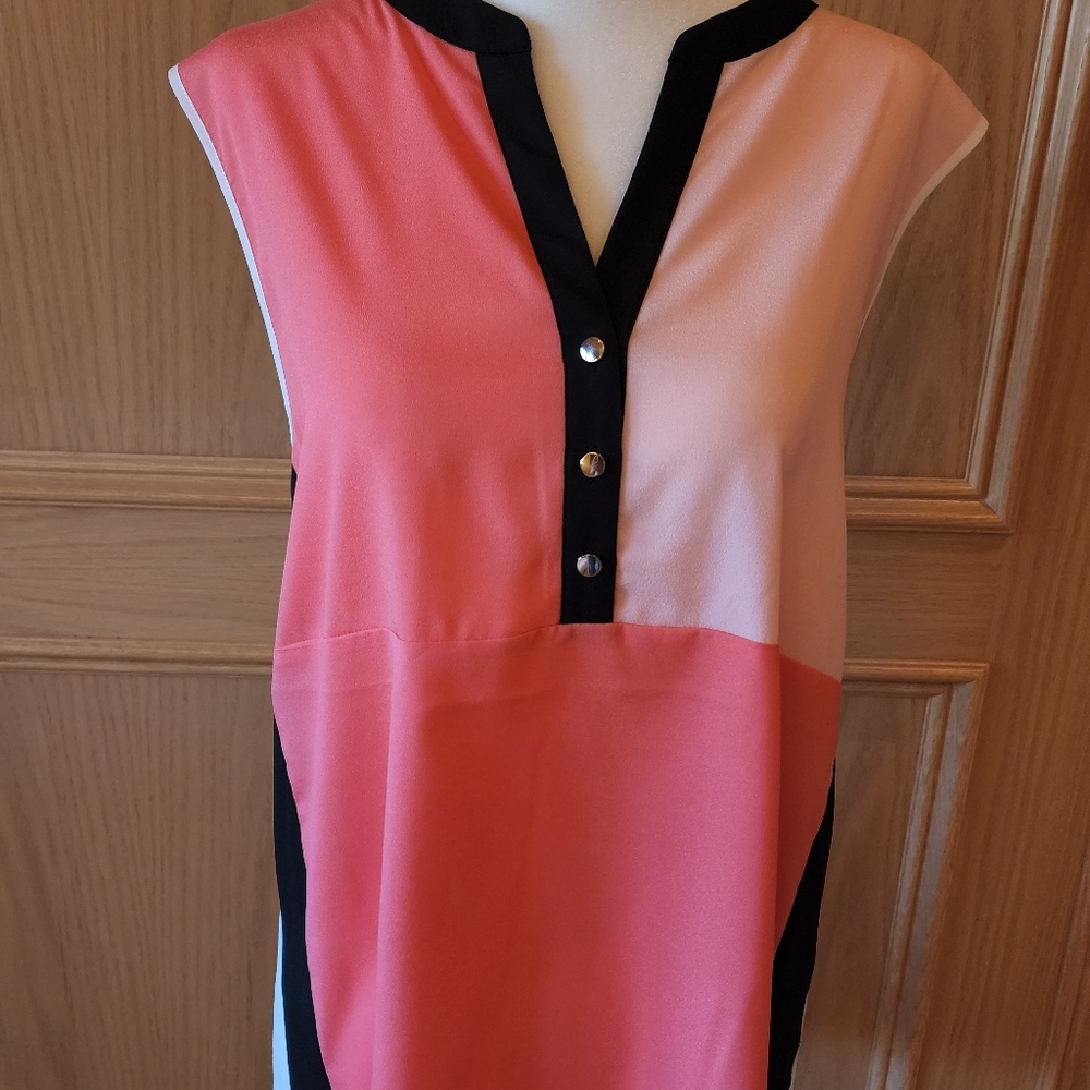 Sleeveless Colour Block Blouse